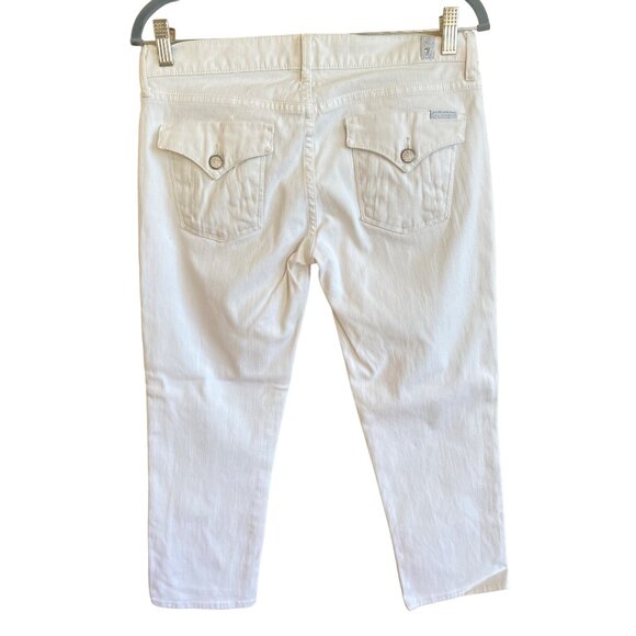 7 for all Mankind White Capris Pants 28 7FAMK Cotton Stretch Flap pockets - Picture 4 of 12